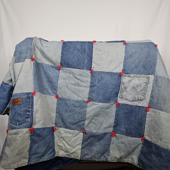 Hand Made Bedding Hand Made Denim Patchwork Quilt Poshmark